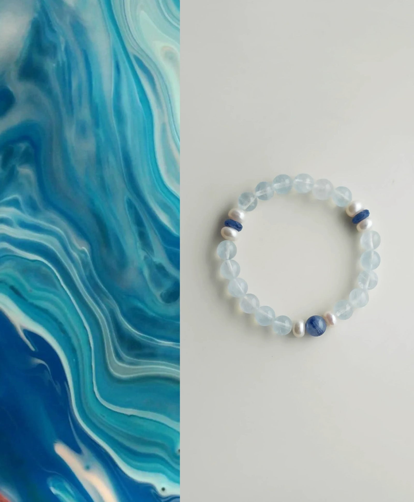 Beimingyu Aquamarine & Freshwater Pearl Bracelet — product image 1