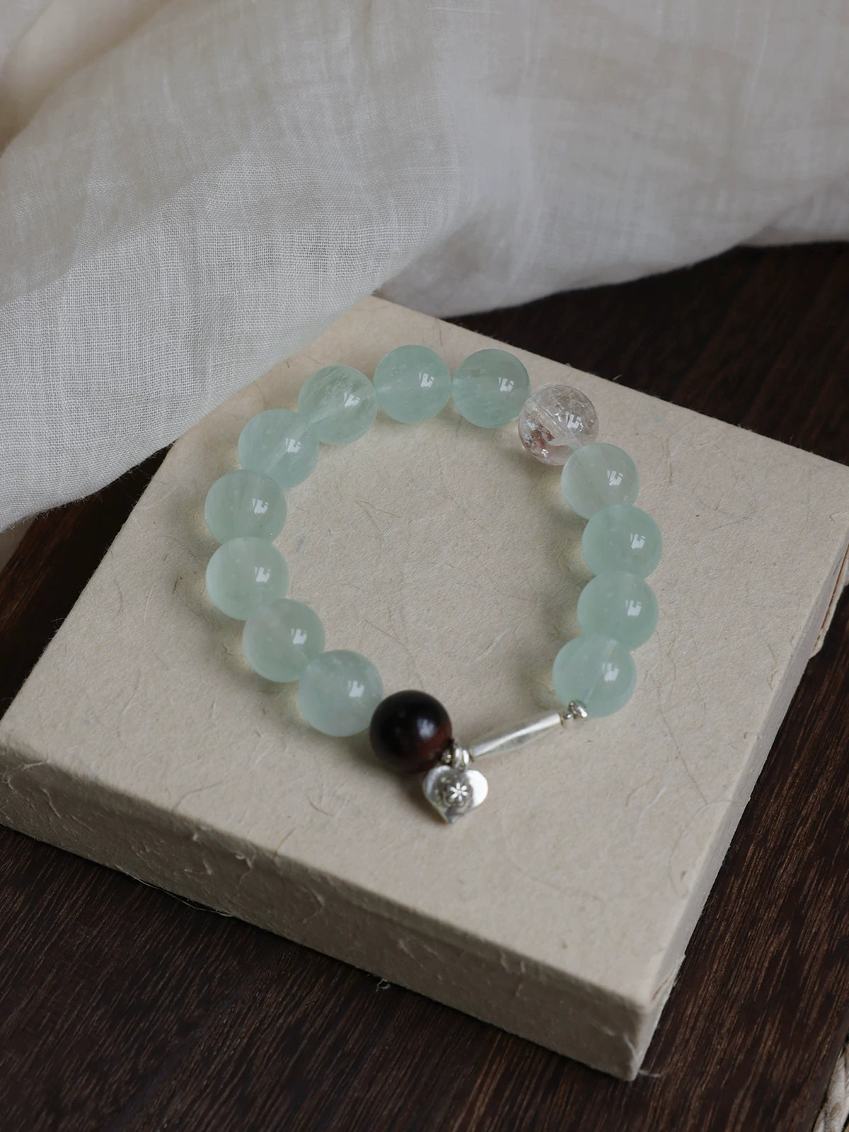Qingmeizi Mint-Green Fluorite & Silver Bracelet — product image 2