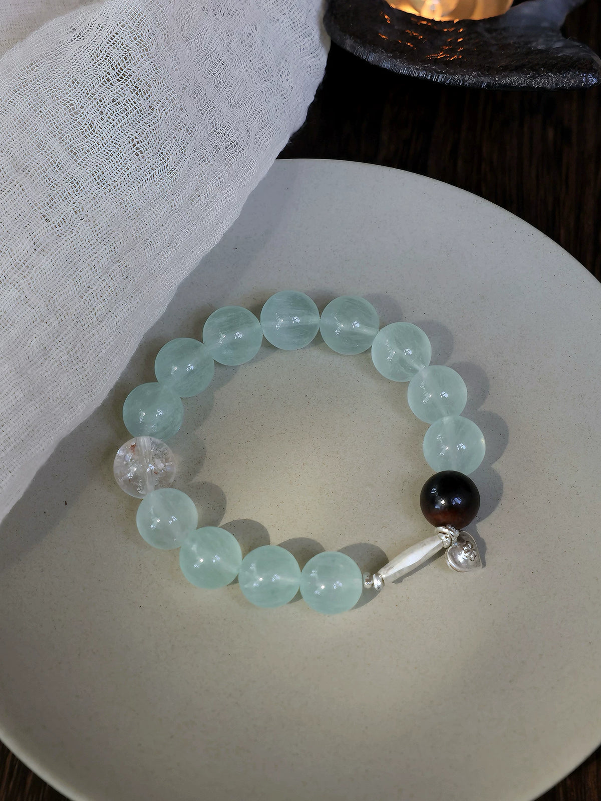 Qingmeizi Mint-Green Fluorite & Silver Bracelet — product image 3