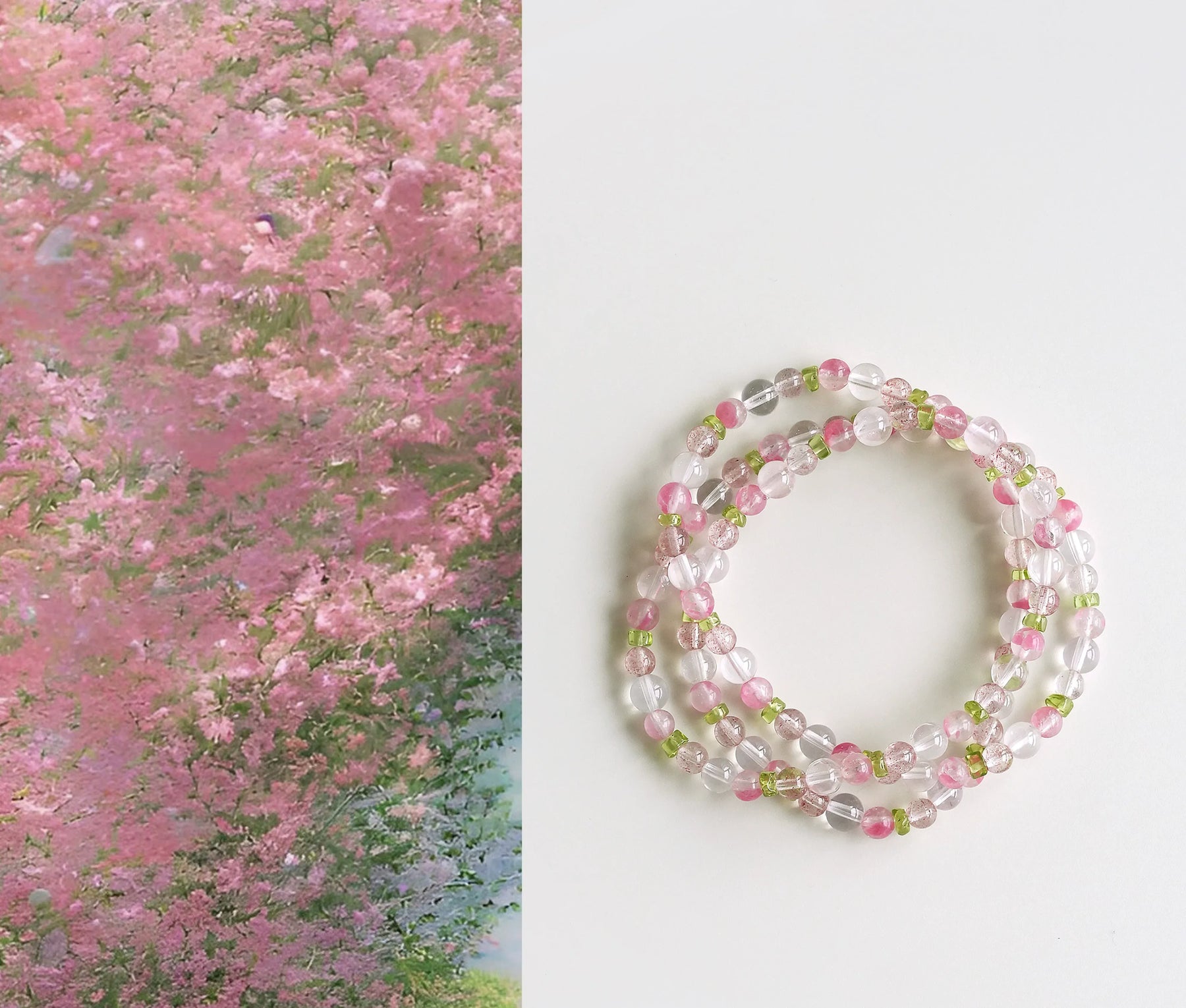 Xunhua Rhodonite, Rose Quartz & Peridot Convertible Bracelet — product image 2