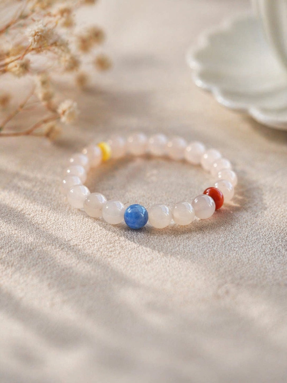 Huaying Chunshi Pink Chalcedony & Nanhong Bracelet — product image 1